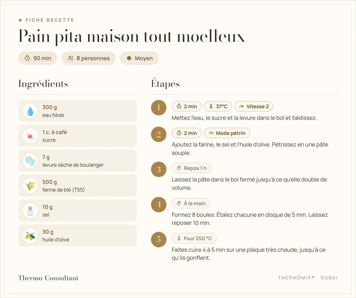 Fiche recette : Pain pita maison tout moelleux
